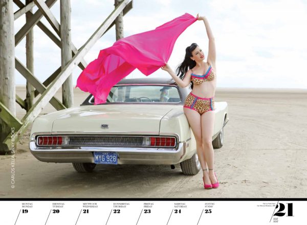 Girls & legendary US-Cars 2014 Wochenkalender von Carlos Kella mit 52 Kalenderblättern, 23 Models und 39 US-Oldtimern. Limitiert