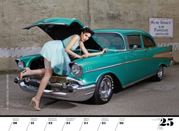 Girls & legendary US-Cars 2016 Wochenkalender von Carlos Kella mit 52 Kalenderblättern, 19 Models und 30 US-Oldtimern Limitiert/Nummeriert/Auflage: 2016 Stück
