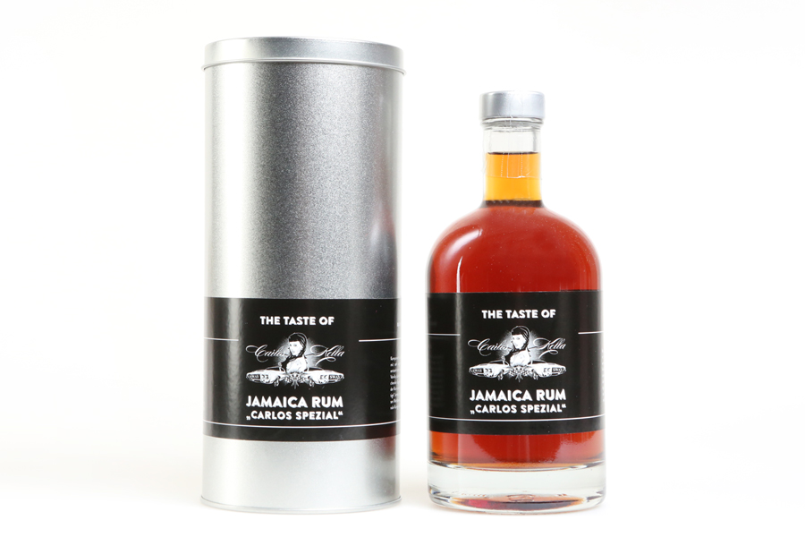 The Taste of Carlos Kella Jamaica Rum "Carlos Spezial" 43% VOL. / 0,5 Liter- Flasche in dekorativer Geschenkdose Hergestellt und von Hand abgefüllt in Hamburg