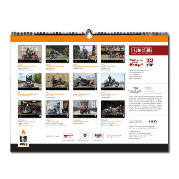 HHD Kalender 2020: Monatskalender mit 12 Harley-Enthusiasten und ihren Maschinen