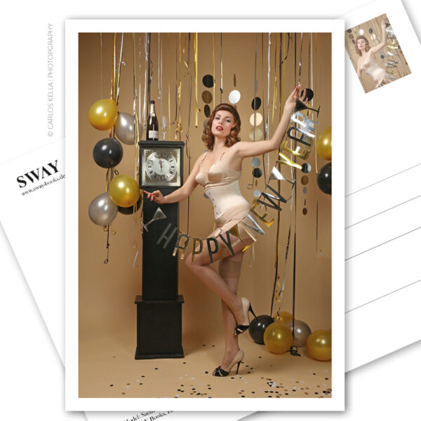Postkarte Happy New Year! "Sarah" – Der Neujahrsgruß in Postkartenform. Model: Sarah-Luise, Foto: Carlos Kella